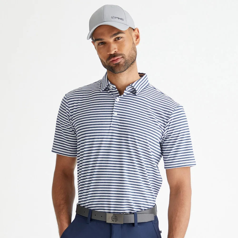 PING Owain Men's Striped Polo Shirt